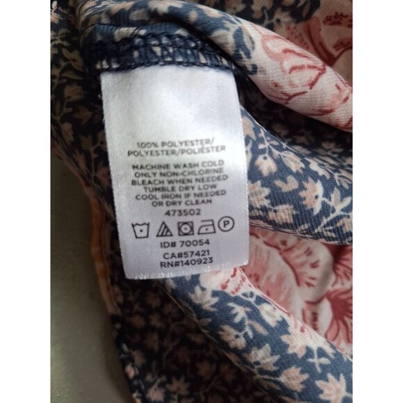 LOFT Outlet Floral Print Blouse 3/4 Sleeves Womens Small Petite Black Orange - Picture 4 of 6